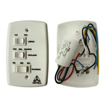 Imagem de Chave de Parede Venti-Delta P/ Ventiladores de Teto 110 V 7+3 uF
