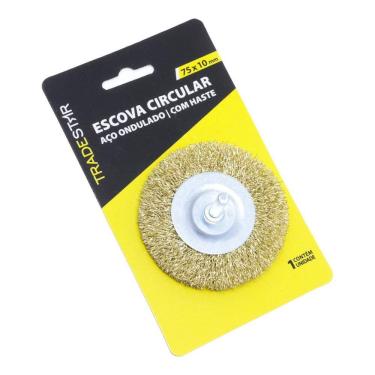Imagem de Escova Aço Circular Furadeira 75x10mm - Remoção Corrosão