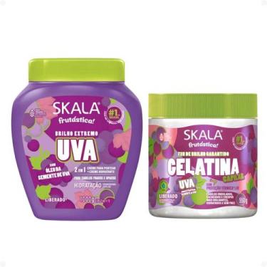 Imagem de Kit Skala Frutástica Uva: Creme de Tratamento 1000g e Gelatina Capilar