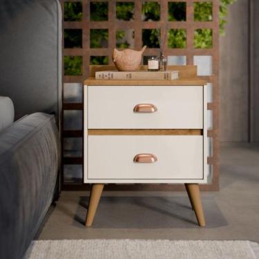 Imagem de Mesa de Cabeceira Quarto Mesinha Apoio Lateral Cama Box Casal Estilo D