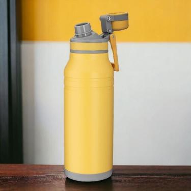 Imagem de Garrafa Com Alça E Bico 1,2l Em Aço Inox Amarela