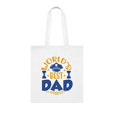 Imagem de World's Best Dad Tote bag, Dad idea, Gift For Dad, Dad Shoulder Bag, Dad reutilizável bags, Gift for Dad of Favorite Daughter, Son And Kids, Branco