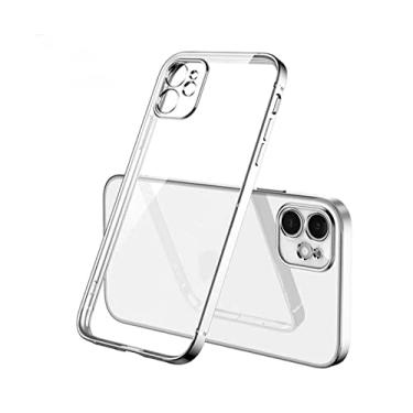 Imagem de Capa transparente de silicone com moldura quadrada para iPhone 11 12 13 14 Pro Max Mini X XR 7 8 Plus SE 3 Capa traseira transparente, prata, para iphone 6 6s plus