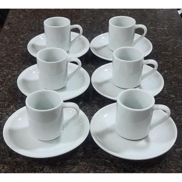 Imagem de Jogo 6 xícaras café 80ml base reta com pires  - Porcelana branca