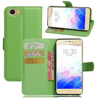 Imagem de Capa carteira MEIZU MX, capa carteira flip de couro PU premium com compartimento para cartão, suporte e fecho magnético [capa interna à prova de choque de TPU] Compatível com MEIZU MX