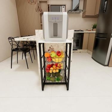 Imagem de Genérico Fruteira De Chão Para Cozinha Preto (Tampo Branco) - Aço - Casual - Bowl de Frutas - Fruteira