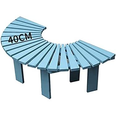 Imagem de Banco de árvore redondo de madeira maciça para jardim ao ar livre Banco em forma de leque, banco de árvore de jardim circular de madeira anticorrosiva ao redor de cadeiras de árvore, Ben de