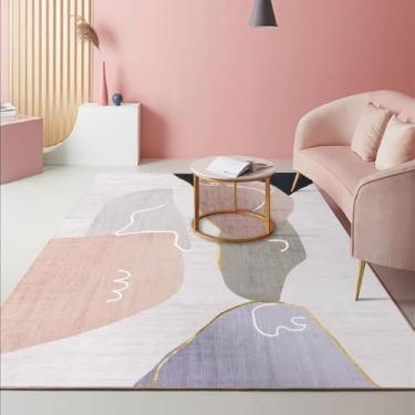 Imagem de Tapetes para sala de estar, tapete rosa para cabeceira de quarto, tapete leve de luxo para área grande, sofá, cadeira, carpete lateral, flanela 13.200 x 300 cm 78,7 x 118 pol.