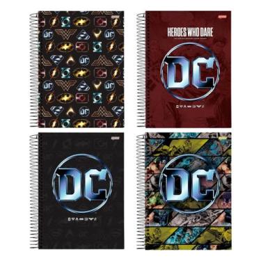 Imagem de 4 Cadernos Espiral 1/4 80Fls DC Comics Capa Dura - jandaia
