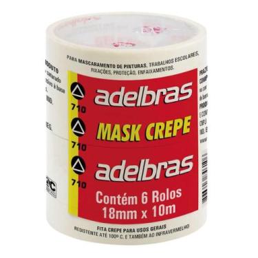 Imagem de Fita Crepe 710 MASK Crepe 18MM X 10M Pacote com 6 Rolos - Adelbras