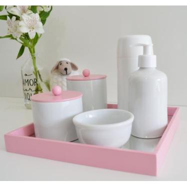 Imagem de Kit Higiene Porcelana Bebê K156 Bandeja Colorida Espelho Cuidados - Ci