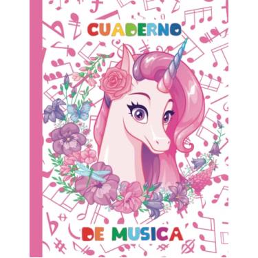 Imagem de Cuaderno de musica pentagrama para niños -Unicornio: Libreta de musica con pentagramas A4