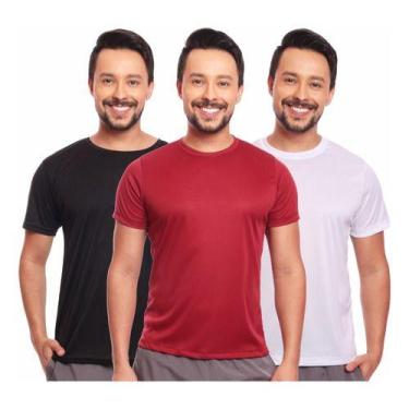Imagem de Kit 3 Camisas Básicas Masculina Dry Fit Lisa Tradicional - MC Digital,