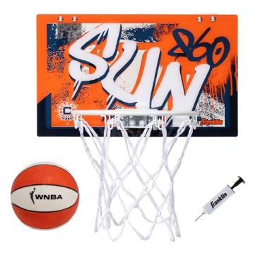 Imagem de Franklin Sports Cesta de basquete WNBA Connecticut Sun Over The Door - Cesta de basquete infantil com mini bola - WNBA Fan Shop Mini Argola para quarto + escritório