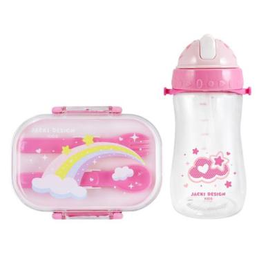 Imagem de Kit Garrafa 460ml + Pote Marmita 2 Andares Lanche Infantil Água Líquid