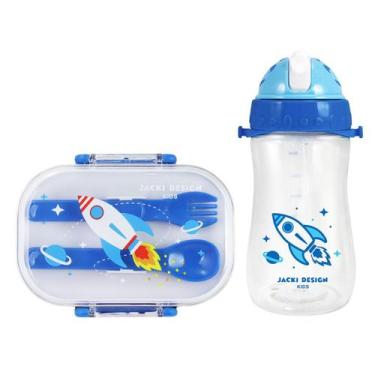Imagem de Kit Garrafa 460ml + Pote Marmita 2 Andares Lanche Infantil Água Líquid
