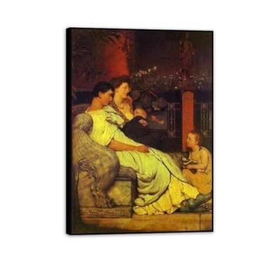 Imagem de Impressão de pintura a óleo, impressão giclée em tela com moldura preta, de Lawrence Alma Tadema, arte de parede pronta para pendurar para decoração de quarto de casa. 100 x 70 cm (39 x 28 pol.)