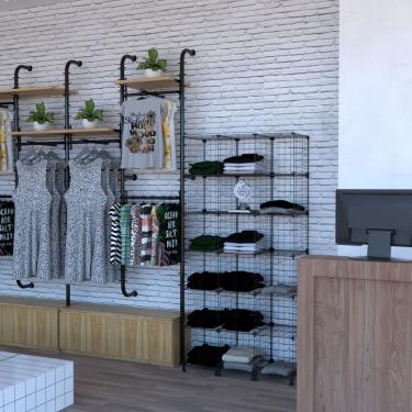 Imagem de Estante para Livros 18 Nichos Prateleira Colmeia Expositor de Aço 40cm Profundidade Branco