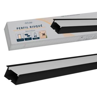 Imagem de Perfil Led Barra Risque Inside 24x15mm 2 Metros Embutir Preto Em Alumi
