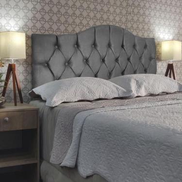 Imagem de Cabeceira Casal Estofada Provençal Capitone Suede Cinza 140 x 60 Cm RB