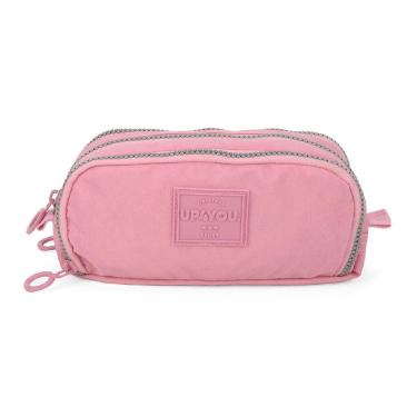 Imagem de Estojo Escolar Up4You Zíper Triplo Tecido Crinkle Rosa