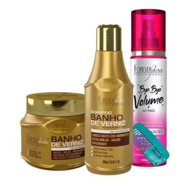 Imagem de Kit Bye bye Shampoo e Máscara Forever Liss Mini Pente Beauty