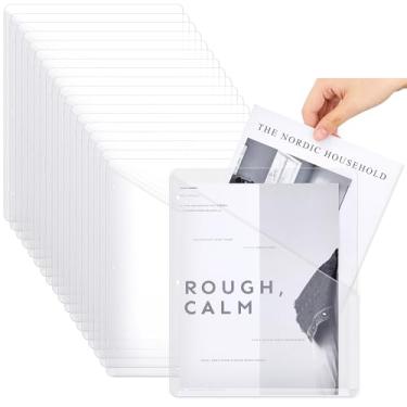 Imagem de Seajan 24 pastas de bolso para fichário de 3 anéis, pastas de plástico transparente com 2 bolsos, divisórias de fichário de 3 furos, jaquetas de arquivo de barra de poliéster para escritório, escola