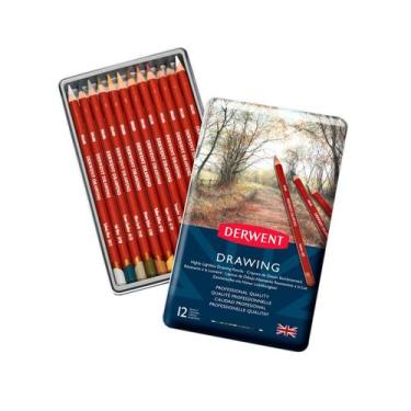 Imagem de Lápis de Cor Permanente Drawing 12 Cores Estojo Lata - Derwent, Única,