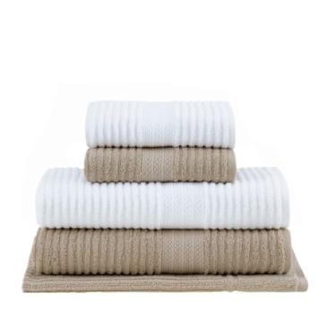 Imagem de Conjunto de Toalhas de Banho de 5 PeçAs Suave e AgradáVel à Pele(007 - BRANCO/BEGE)