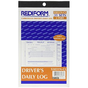 Imagem de Rediform Diário de registro do motorista, sem carbono, 14 x 21 cm, 31 duplicados (S5031NCL), branco/amarelo