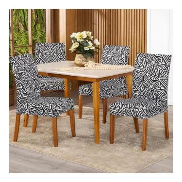 Imagem de Kit Capa de Cadeira Estampada 4 Lugares Malha Gel - Lenharo Enxovais, 