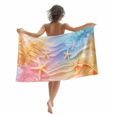 Imagem de Toalha de praia de folhas de palmeira de verão 76,2 cm x 152,4 cm oceano estrela do mar secagem rápida sem areia toalhas de piscina degradê sonhadoras macias e absorventes toalhas compactas acessórios