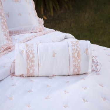 Imagem de Rolo Decorativo Bordado 600 Fios Rivieri Branco 2pçs
