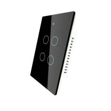 Imagem de Interruptor de painel de vidro inteligente Smart Life/Tuya App Multi-Control Association, controle de voz com Alexa, Gogle Home-4 Gang Black