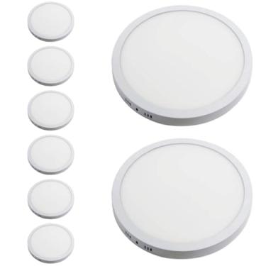 Imagem de Kit 8x Painel Plafon Sobrepor Alumínio Redondo LED 18W 20cm Bivolt Branco Frio