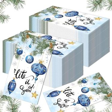 Imagem de OXYLIPO 120 guardanapos de papel rosa azul e bolas de Natal 16,5 x 33 polegadas - suprimentos de festa floral para casamento, aniversário, decorações de mesa de almoço