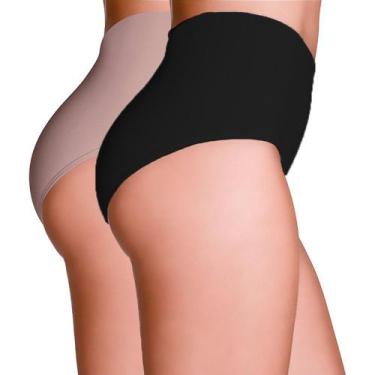 Imagem de Kit 2 Calcinhas Love Secret 42302 Alta Pós Parto Com Reforço, GG, Pret