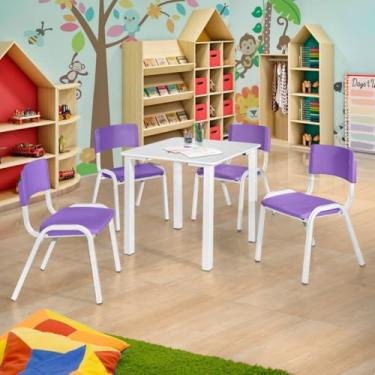 Imagem de Ecom Home - Jogo Infantil com 4 Cadeiras Roxa Brinquedoteca Estudos Atividades Lazer Recreação Escola Creche