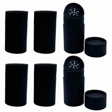 Imagem de GREENWAY CONTAINERS Tubos Agitadores De Papel Kraft Pequenos 2 Oz/60 G Da Com Peneiras E Tampas - Pacote 6 Recipientes Biodegradáveis Para Cosméticos Em Pó, Totalmente Compostáveis, Orifícios Peneir