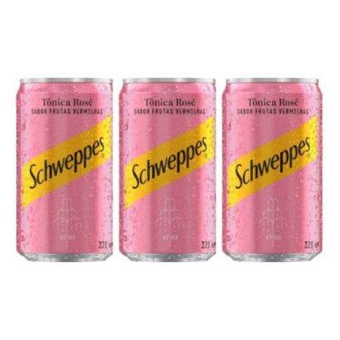 Imagem de Kit 3un Schweppes Tônica Rose Frutas Vermelhas Lata 220ml