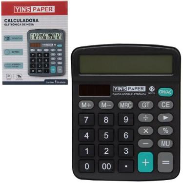 Imagem de Calculadora eletronica 12 digitos yins paper a bateria / solar 15,4x12