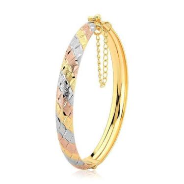 Imagem de Bracelete Largo Diamantado com Fecho Folheado a Ouro 18k - Maise Joias