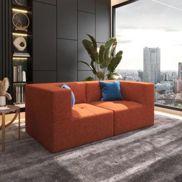 Imagem de Sofá Modular 2 Lugares em Suede  Design Estilo Togo Moderno e Confortá