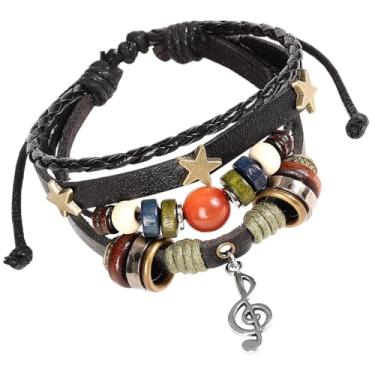 Imagem de JOLYEAK Pulseira de fada grunge, pulseira de couro para música, pulseiras punk boêmias, pulseiras de couro hippie estéticas para mulheres e homens, Medium, Vinil, Sem Pedra Preciosa