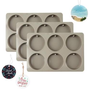 Imagem de MEMOVAN 6 moldes de porta-copos redondos de cavidade, pacote com 3 moldes de silicone, moldes de cera de resina de silicone, molde de fundição de epóxi com orifício para pendurar para joias faça você