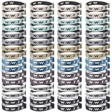 Imagem de XunYee 80 pulseiras WWJD correias What Would Jesus Do Presentes Cristãos Pulseiras Religiosas Ajustáveis para Igreja Mulheres Homens, About 9.8 inches / 25 cm in length, tecido, plástico, Sem pedra