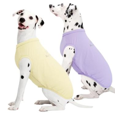 Imagem de Kuoser Pacote com 2 camisetas para cães FPS 50+ proteção solar UV, leves de secagem rápida para cães pequenos, médios e grandes, colete respirável para animais de estimação, roupas para ambientes