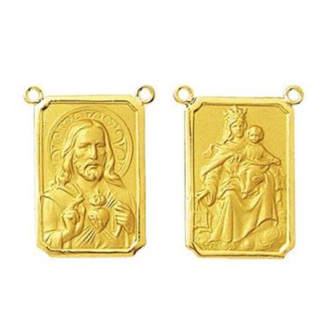 Imagem de 2 Medalhas Pingente Mini Escapulario Classico 0.9 Cm Ouro Branco 18k D
