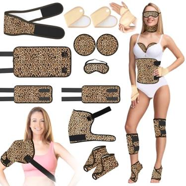 Imagem de Embalagem de óleo de rícino de 12 peças, kit de pacote de óleo de rícino reutilizável de algodão orgânico para ombros, mãos, pescoço, cintura, peito, joelhos e pés, almofadas de compressão ajustáveis