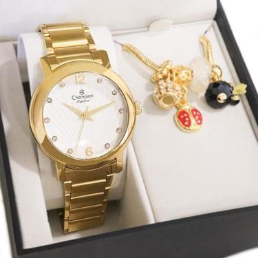 Imagem de Relógio Champion Feminino Dourado Cn25869W + Pulseira